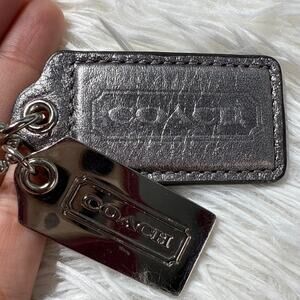 2" 1.5" COACH Set of 2 Silver Metal Fob Bag Charm Hang tag Hangtag